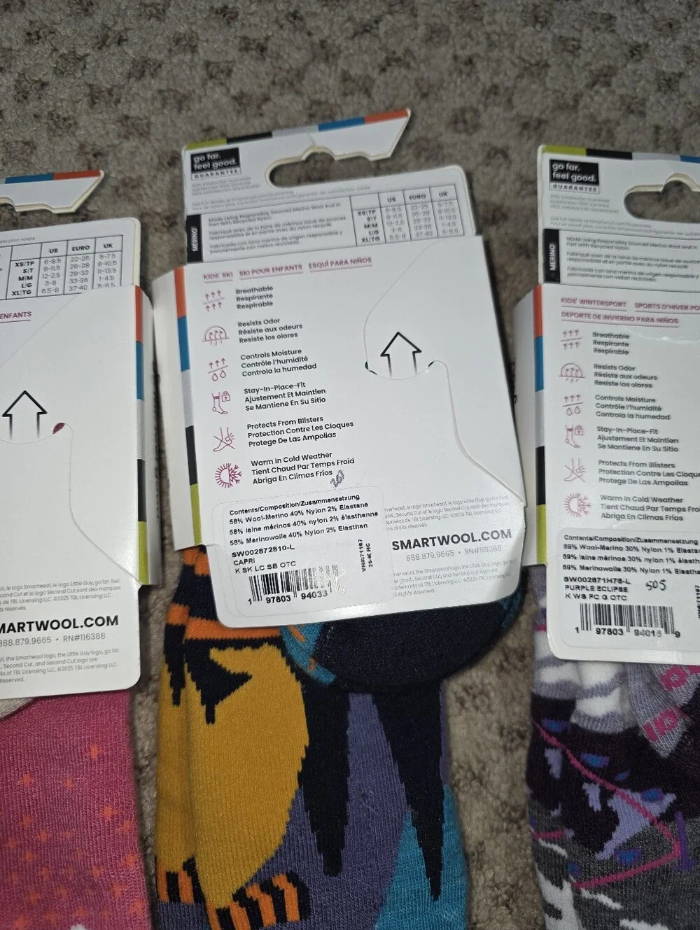 Smartwool Large Kids Ski Winter over the calf Socks Bundle